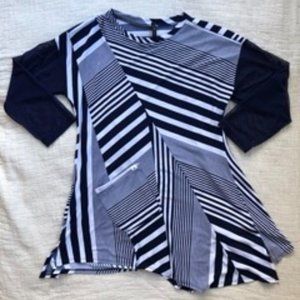 IC by Connie K Stripe Top with Sheer Sleeves